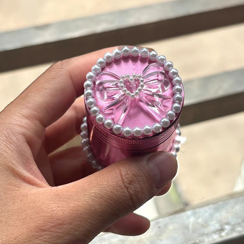Pink Butterfly Style Herb Grinder Metal Glass pipas para fumar Spice Crusher Set Gift Girl