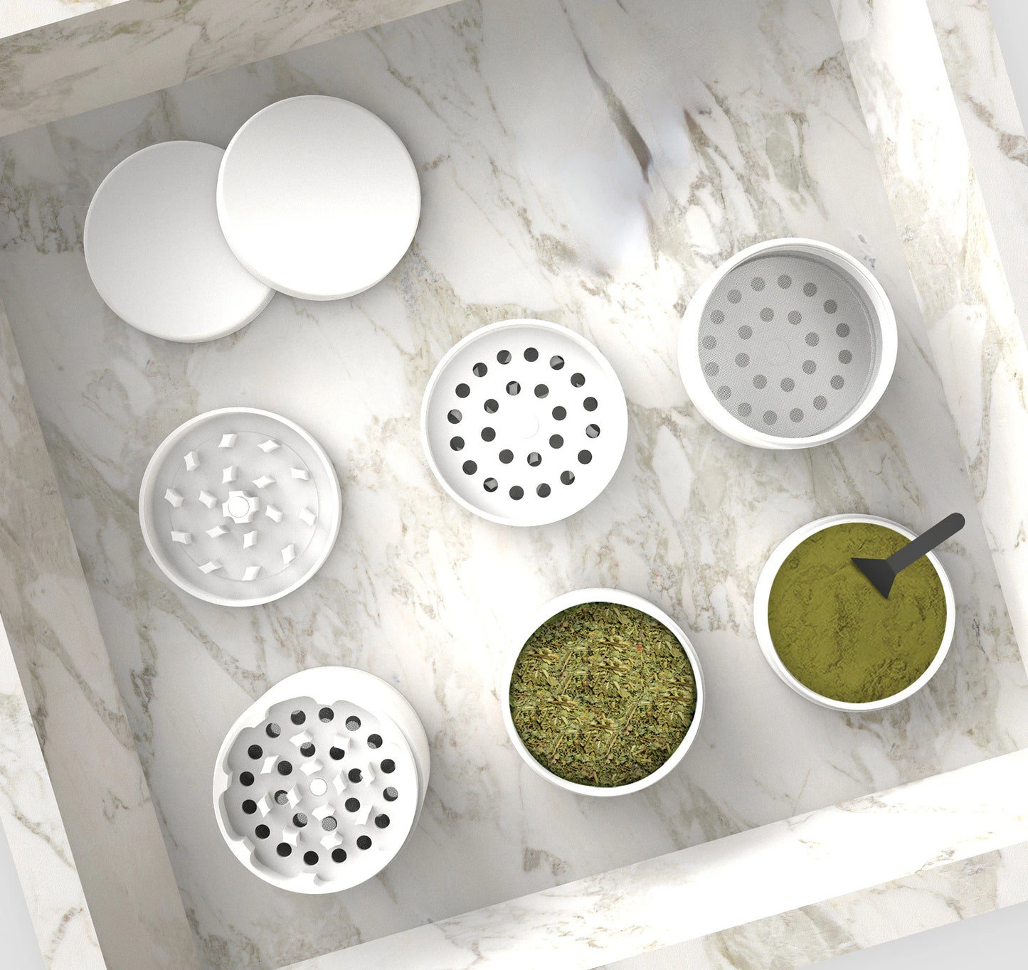 Ceramic Coating Spice Grinder White Nonstick Ceramic Coating Metal Grinder-4 Layers 63mm/2.5"