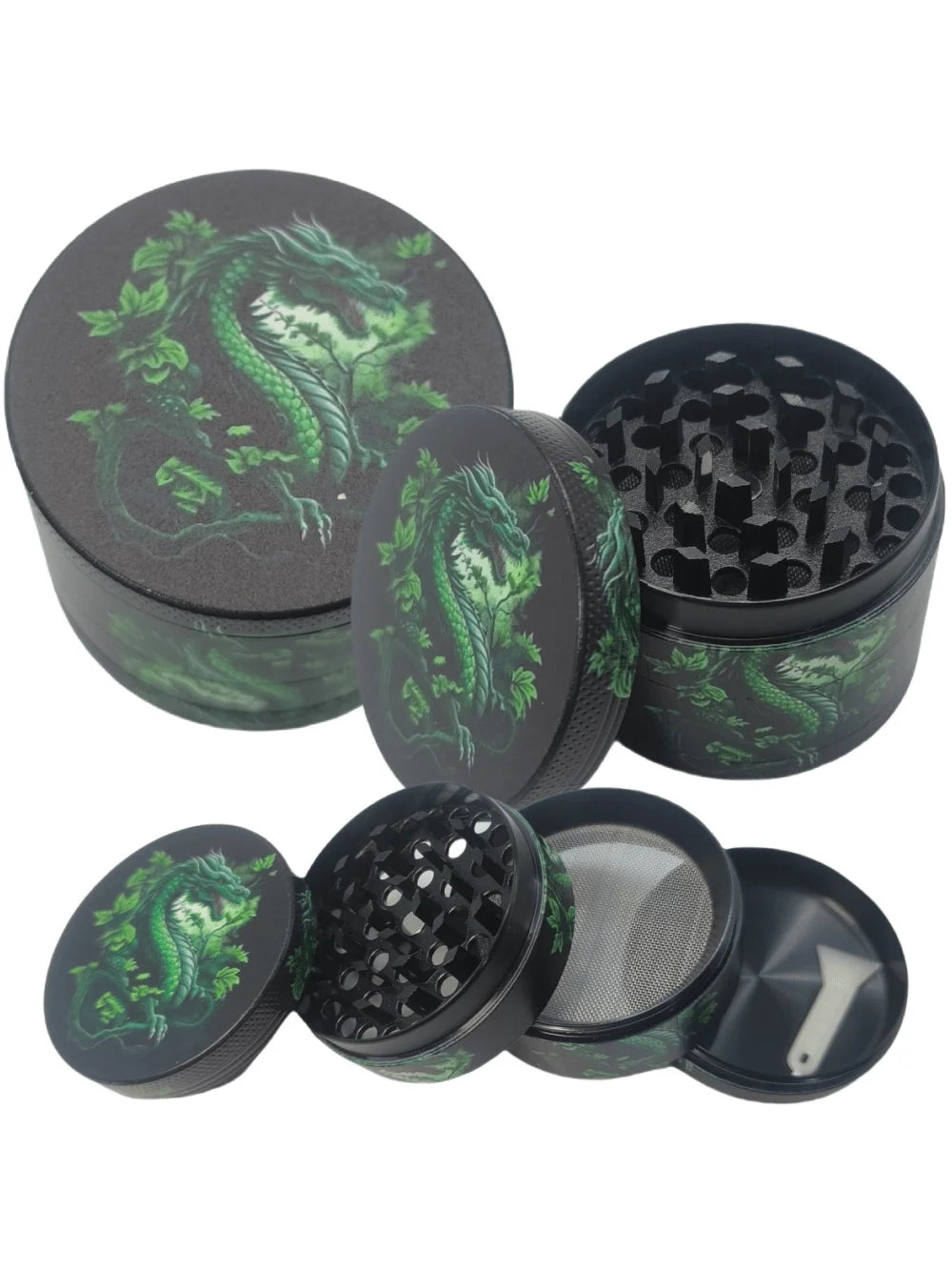 50mm Dragon Metal Herb Grinder Tobacco 4-layer Spice Mill Salt Mortar Grass Raw Tobacco Grinder Smoking Accessories Kitchen Tool