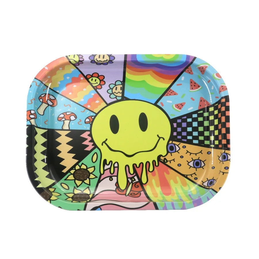 Dish Tin Storage Case Plate Small Roller Container 18*14cm Metal Tobacco Tinplate Rolling Tray Cigarette Smoking Accessories