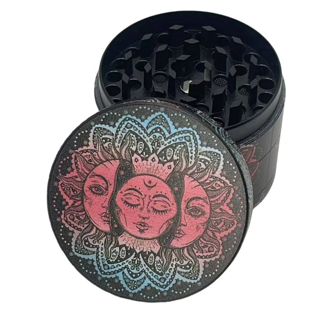 1.6/2inch Metal Sun Herb Grinder Boho Moon 4-Layers Salt Spice Mill Pepper Mortar Tobacco Grass Raw Grinder Smoking Accessories