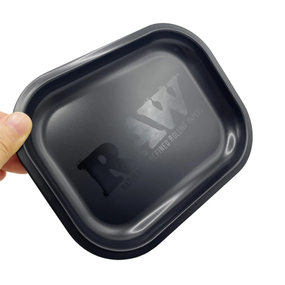 Matte Black Metal Rolling Tray 18x14cm Tin Plated Container Cigar Cmoking Accessories Storage Tray