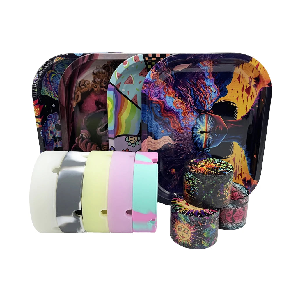 2-inch vanilla Grinder Soft Ashtray Smoking set Metal Rolling Tray 7x5.5 inch Zinc Alloy Spice Grass Grinder
