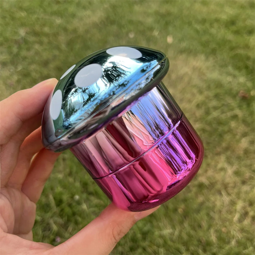 Portable Mushroom-Shaped 4-Layer Herb and Spice Grinder Metal Durable Construction, Manual Handheld Operation