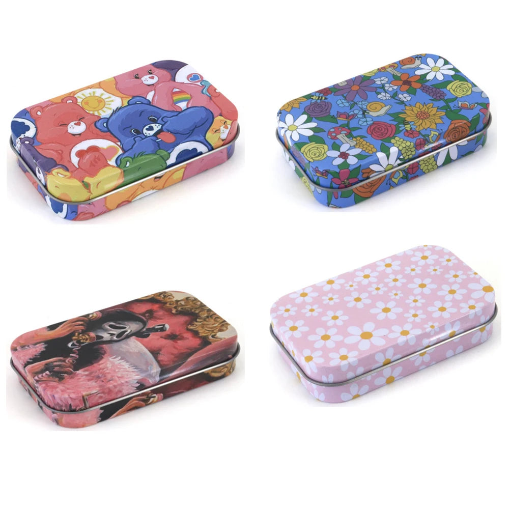 Tobacco Storage Box Humidor Rolling Paper Box Metal Cigarette Tinplate Case Jewelry Candy Coin Key Organizer Flip Gifts Sealed