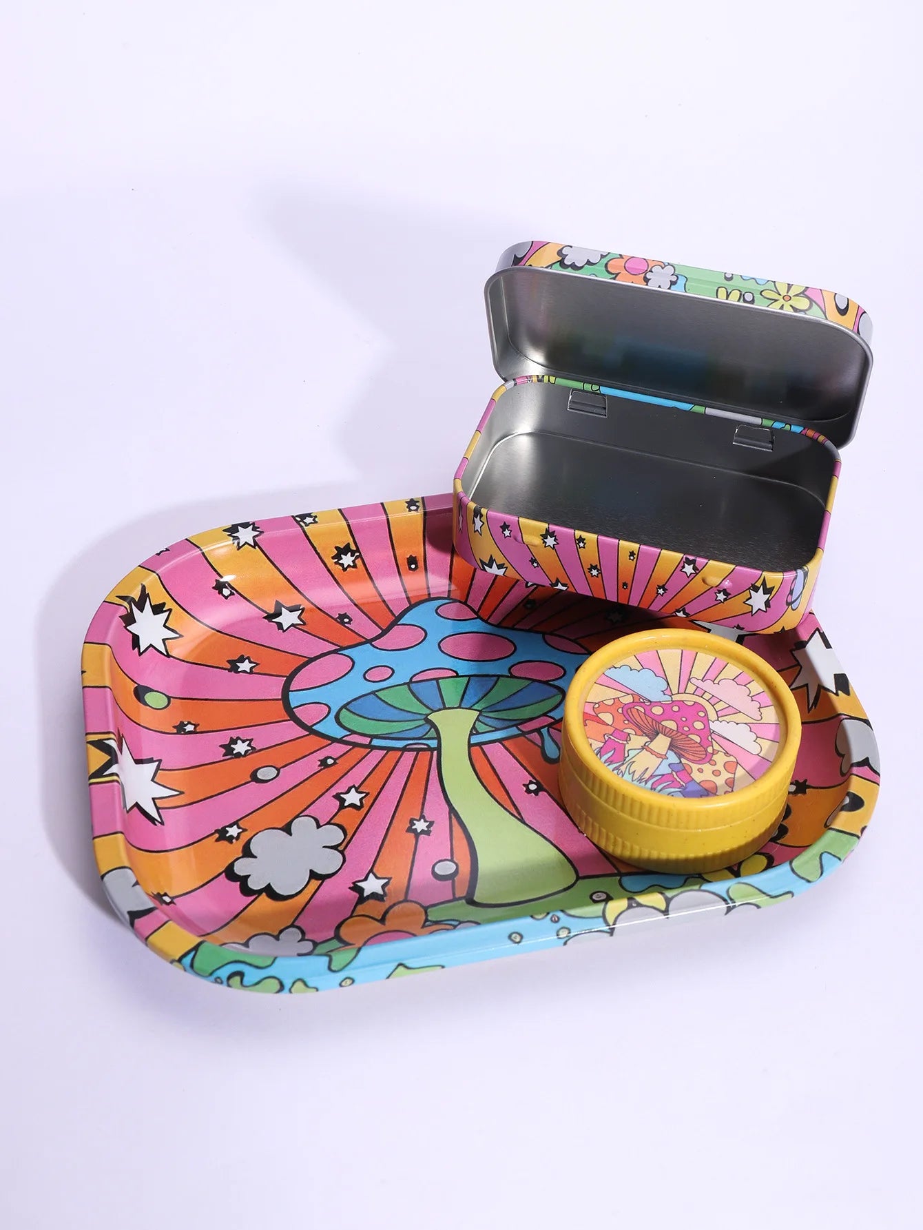 3set Smoking Set Rolling Tray and Double-Layer Grinder Tinplate Box Degradable Smoker Kit