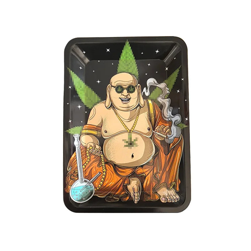 Colorful Metal Rolling Tray Tobacco Plate Cigar Smoking Accessories Sundries Storage Container 180*125mm