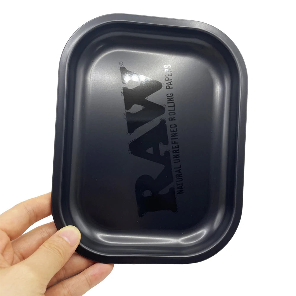Matte Black Metal Rolling Tray 18x14cm Tin Plated Container Cigar Cmoking Accessories Storage Tray