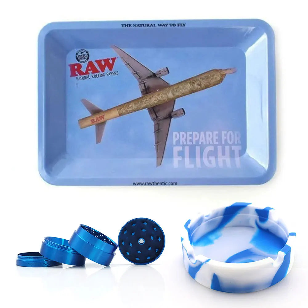 18cmx12.5cm Herb Tobacco Rolling Tray Set Silicone Ashtray Ash Tray 40mm Metal Herbal Grinder Kit Smoking Accessories