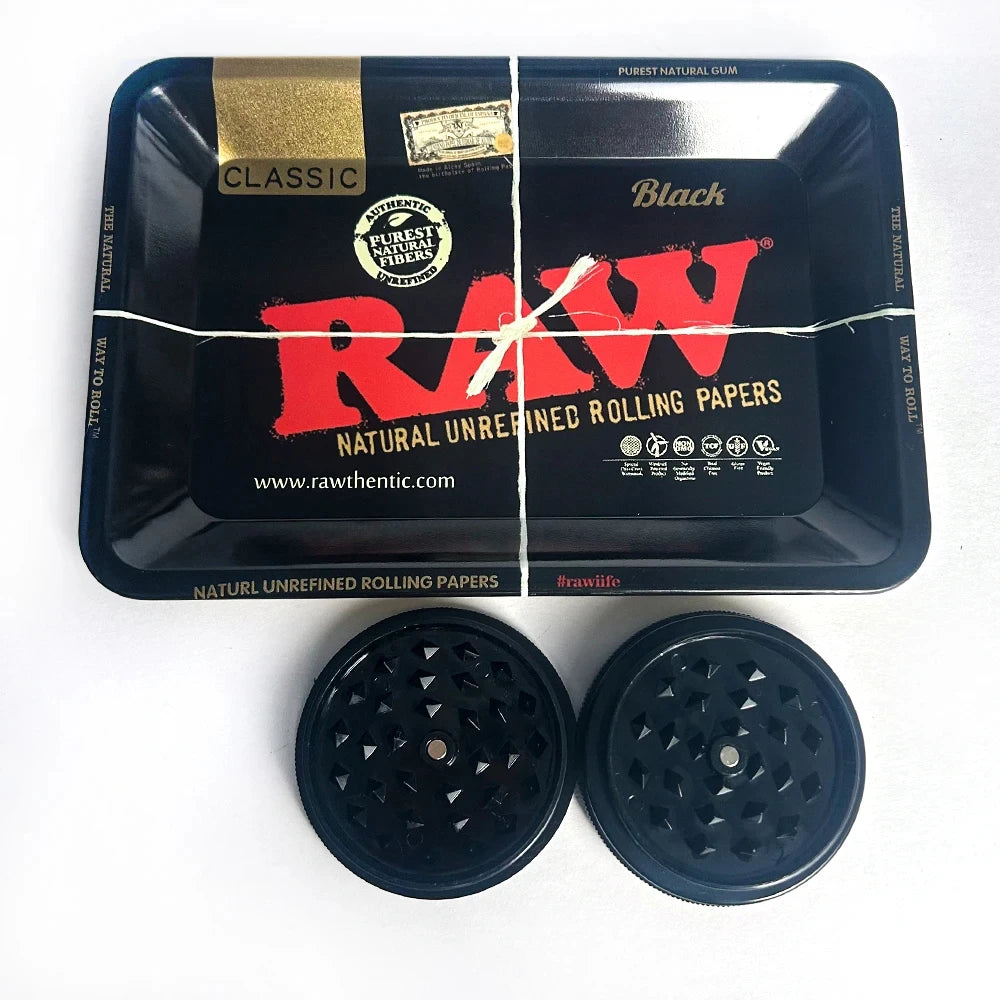 2-layer 50mm Herbal Tobacco Grinder Herb Metal Rolling Tray Kit Smoking Set Plastic Roller Maker Storage Tube