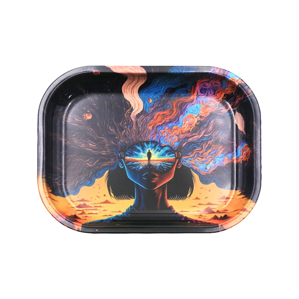 Dish Tin Storage Case Plate Small Roller Container 18*14cm Metal Tobacco Tinplate Rolling Tray Cigarette Smoking Accessories