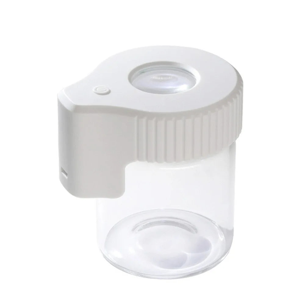 JUSES' SMOKESHOP Magnifier Luminous Dry Herb Storage Jar LED Transparent Glass Storage Spices Tobacco Box Smoking Accessories