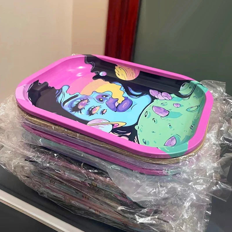 Tobacco Rolling Tray 18*14cm Serving Tray High Quality With Magnetic Lid Cover Storage Trays Various Patterns Wholesale