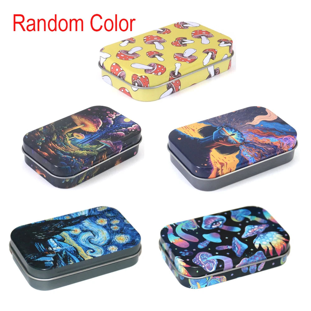 1 Pc Jewelry Candy Coin Key Organizer Cigarette Case Rectangle Container Tinplate Box Tobacco Storage Smoking Accessories