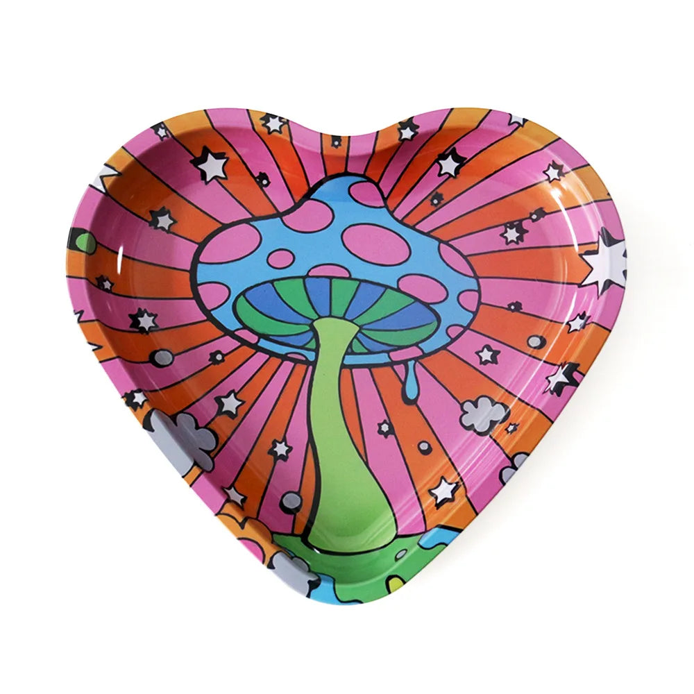 Love-Shaped Cigarette Tray Tobacco Metal Rolling Tray 16.5x18CM Plate Cmoking Smoking Accessories Storage Tray
