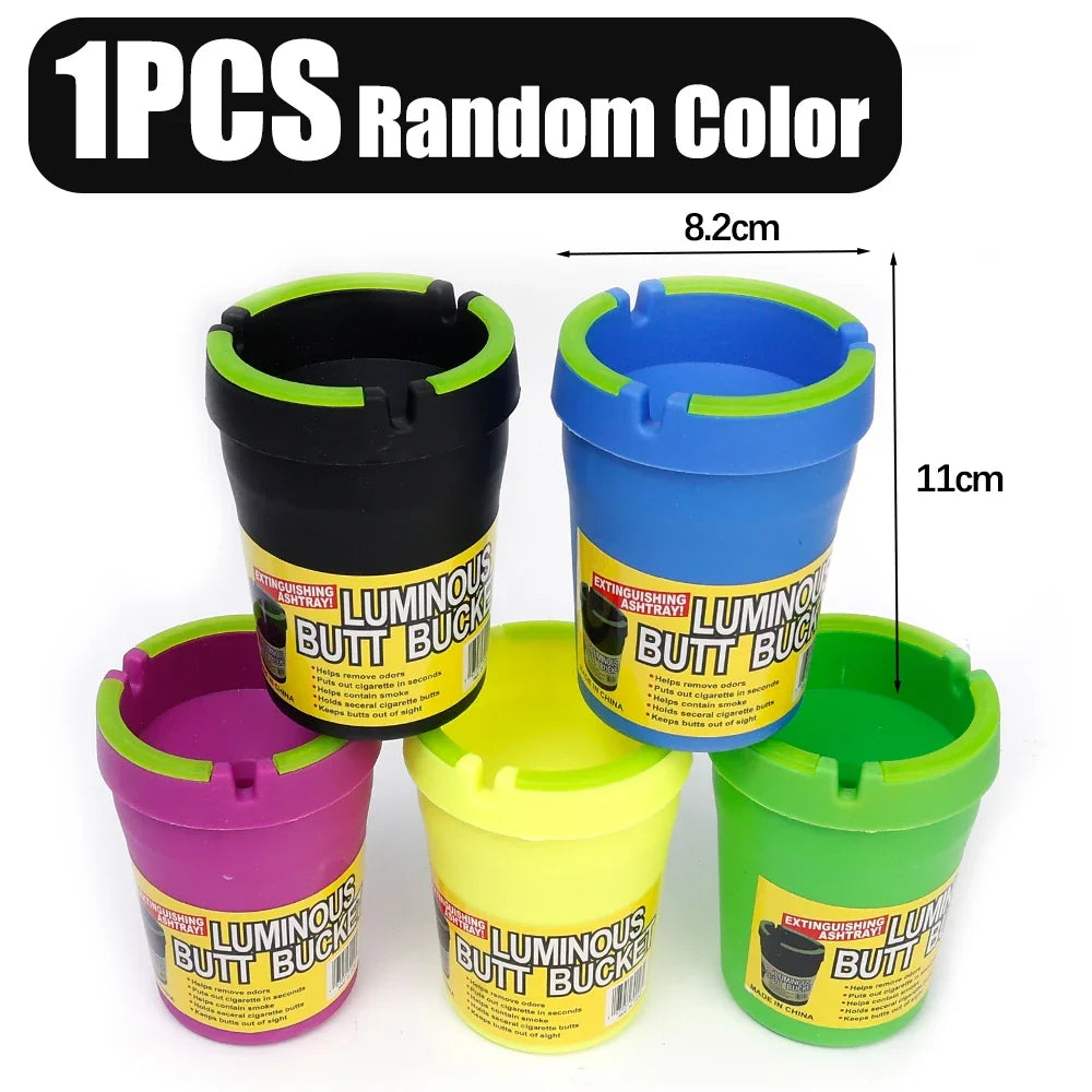 Portable Luminous Plastic Ashtray Car Large Capacity Double-layer Noctilucent Ashtray Waterproof Garbage Storage Bin Trash Can