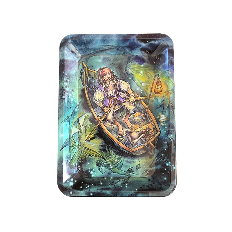 Colorful Metal Rolling Tray Tobacco Plate Cigar Smoking Accessories Sundries Storage Container 180*125mm