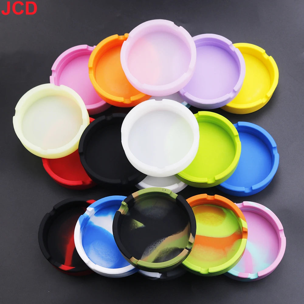 JCD 1pcs Colorful Circular Square Silicone Ashtray Light Fluorescent Smoke Convenient Cigarette Case Dropper Creative Ashtray 