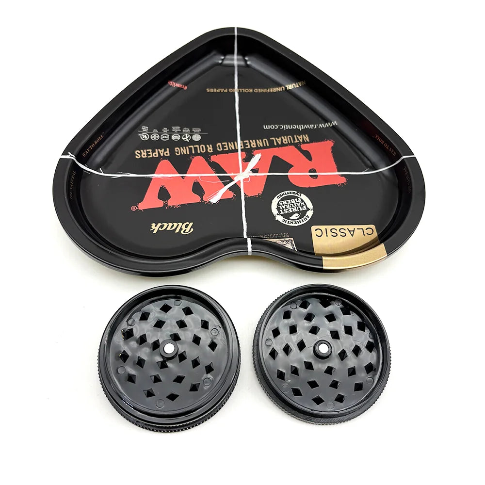 Love-Shaped Cigarette Tray Tobacco Metal Rolling Tray 16.5x18CM Plate 60MM Plastics Herb Grinder 2 layer Cigarette Spice Crusher