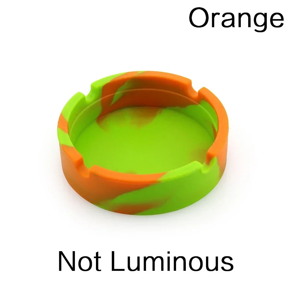 High Heat Resistant Glowing/Colourful Silicone Ashtray Light Round Ashtray Fluorescent Ashtray