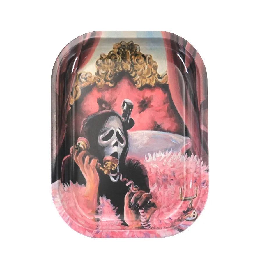 Matte Black Metal Rolling Tray 18x14cm Tin Plated Container Cigar Cmoking Accessories Storage Tray