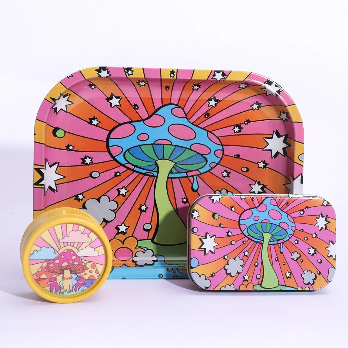 3set Smoking Set Rolling Tray and Double-Layer Grinder Tinplate Box Degradable Smoker Kit