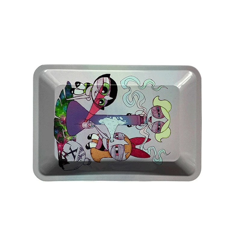 Colorful Metal Rolling Tray Tobacco Plate Cigar Smoking Accessories Sundries Storage Container 180*125mm