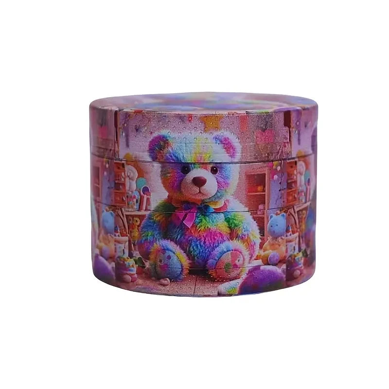 2" Cute Bear Herb Grinder Cute Kawaii Design Girly Gift 4-Piece Design with Pollen Catcher