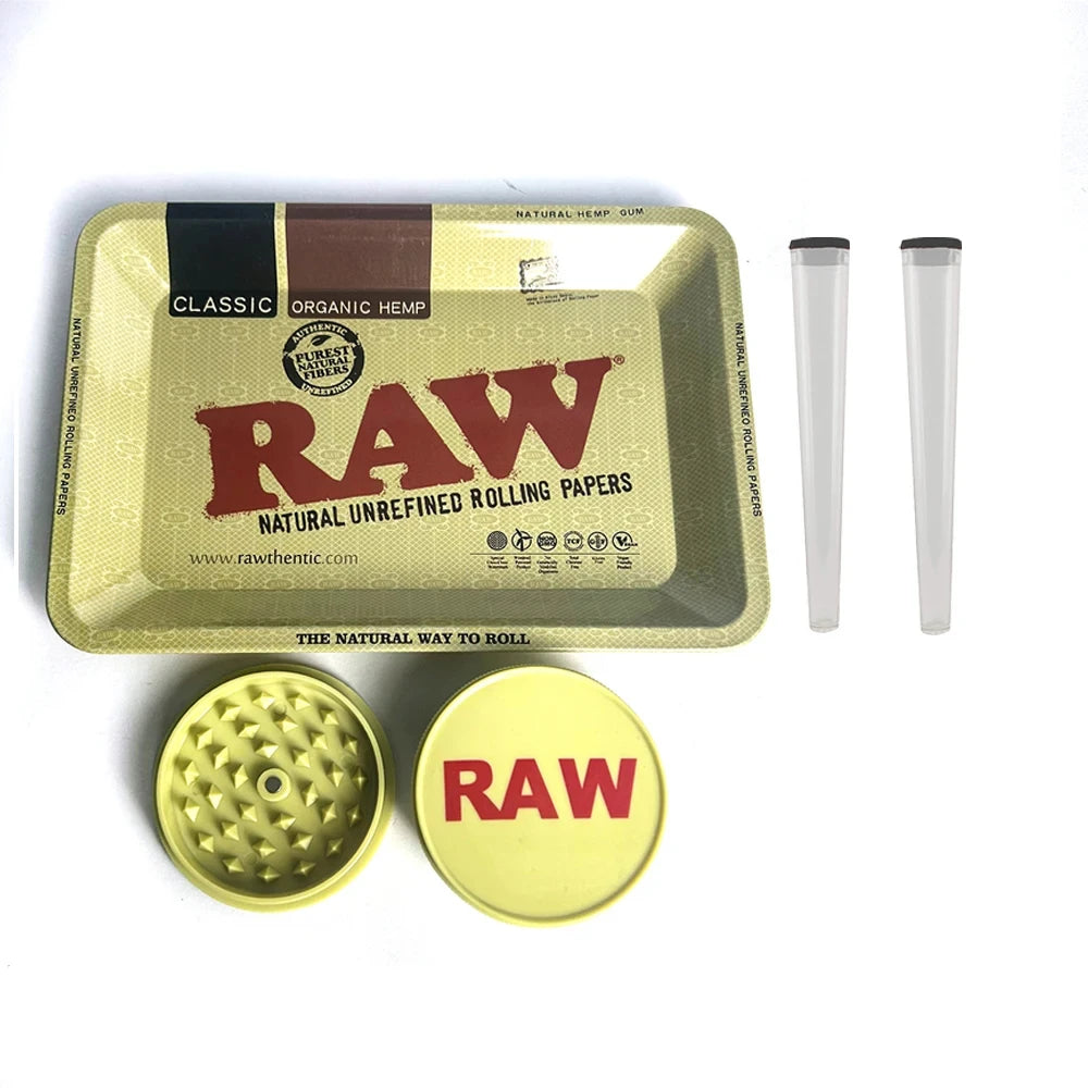 2-layer 50mm Herbal Tobacco Grinder Herb Metal Rolling Tray Kit Smoking Set Plastic Roller Maker Storage Tube