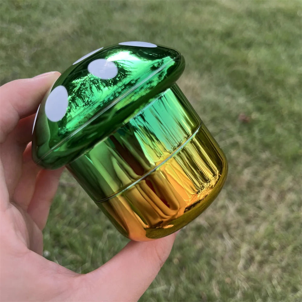Portable Mushroom-Shaped 4-Layer Herb and Spice Grinder Metal Durable Construction, Manual Handheld Operation