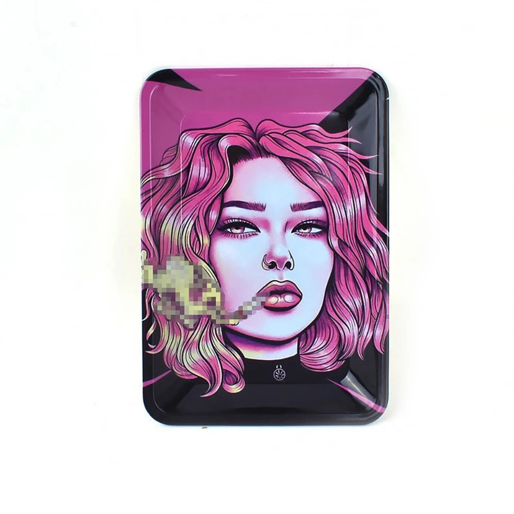 Cigarette Tobacco Metal Rolling Tray Roller Papers Cigar Herb Grinder Tool Storage Plate Smoking Accessories