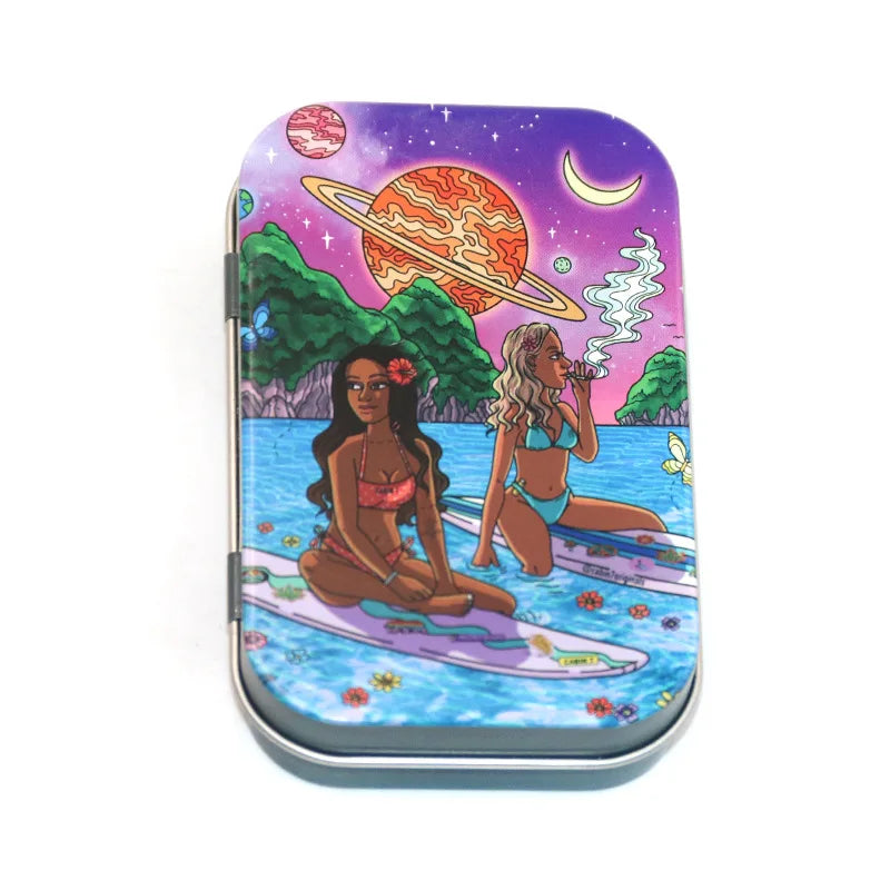 1 Pc Jewelry Candy Coin Key Organizer Cigarette Case Rectangle Container Tinplate Box Tobacco Storage Smoking Accessories