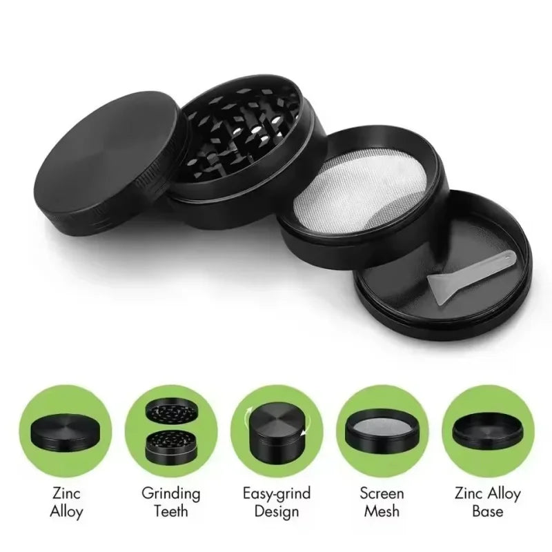 4 Layers Aluminium Herb and Spice Grinder 5 colors 40mm Grinder Metal with Scraper Portable Food Mill Zinc Alloy Smooth Grinding