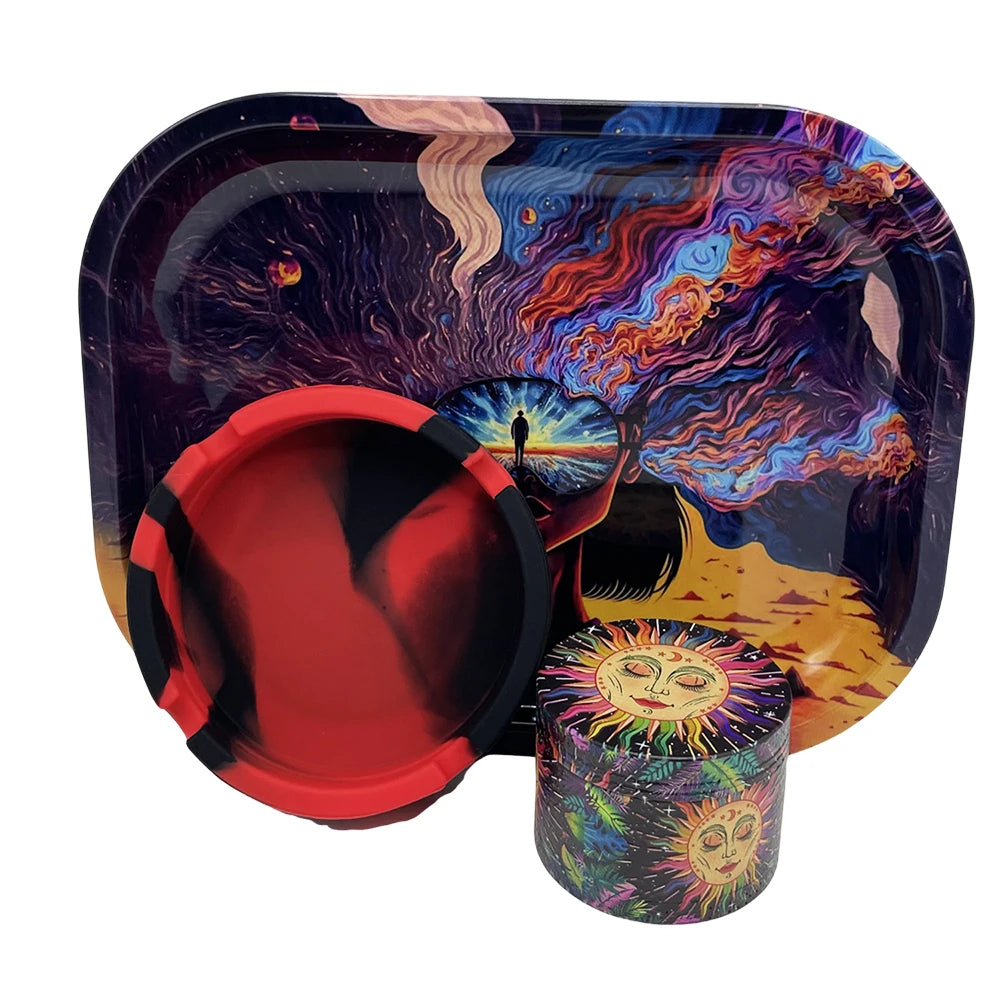 2-inch vanilla Grinder Soft Ashtray Smoking set Metal Rolling Tray 7x5.5 inch Zinc Alloy Spice Grass Grinder