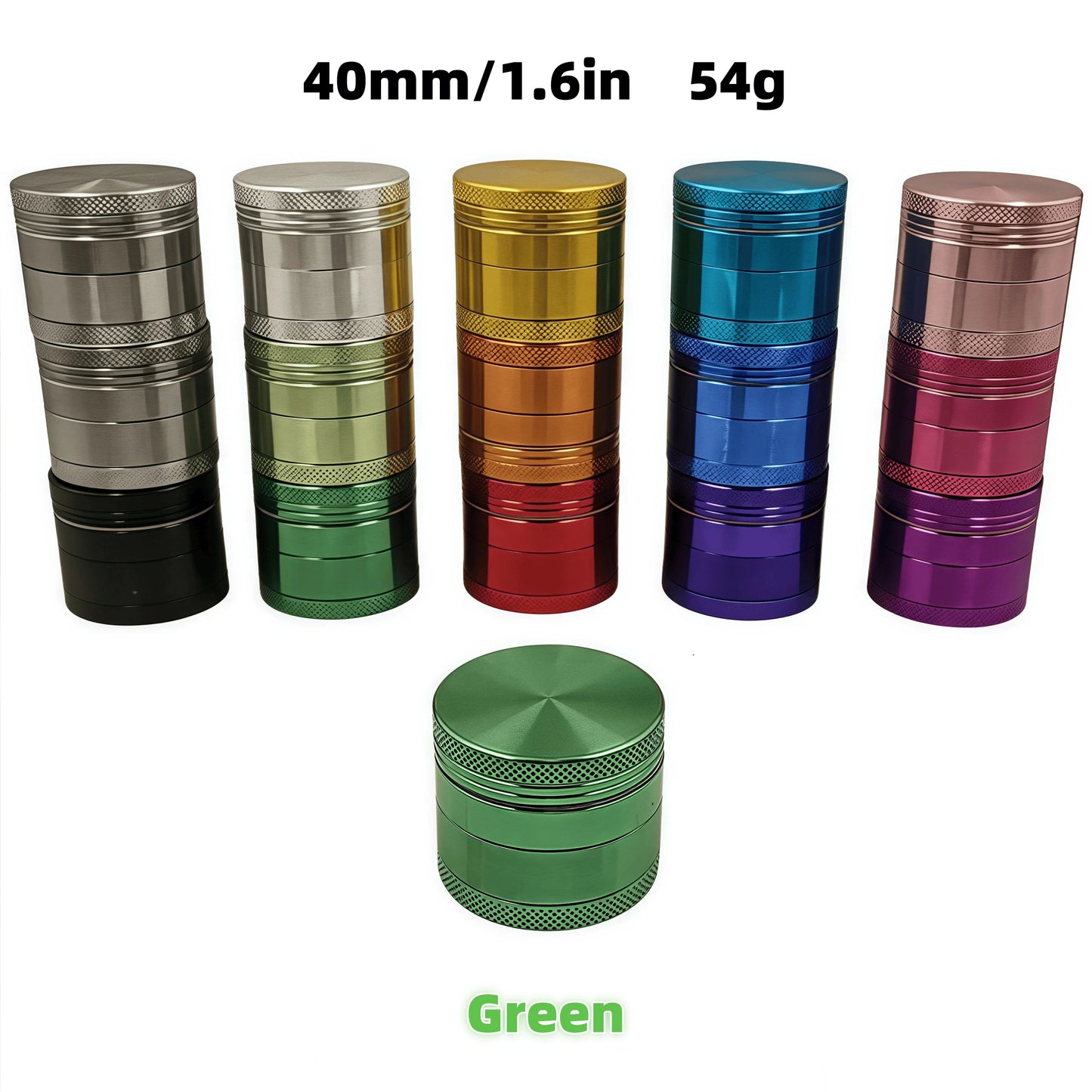 4-Layer Rainbow Tobacco Grinder - 15 Colors ( 40mm) | Aerospace Aluminum W/ Pollen Catcher,The Most Suitable