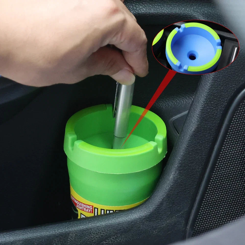 Portable Luminous Plastic Ashtray Car Large Capacity Double-layer Noctilucent Ashtray Waterproof Garbage Storage Bin Trash Can