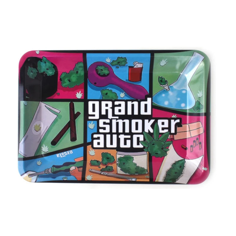 Colorful Metal Rolling Tray Tobacco Plate Cigar Smoking Accessories Sundries Storage Container 180*125mm