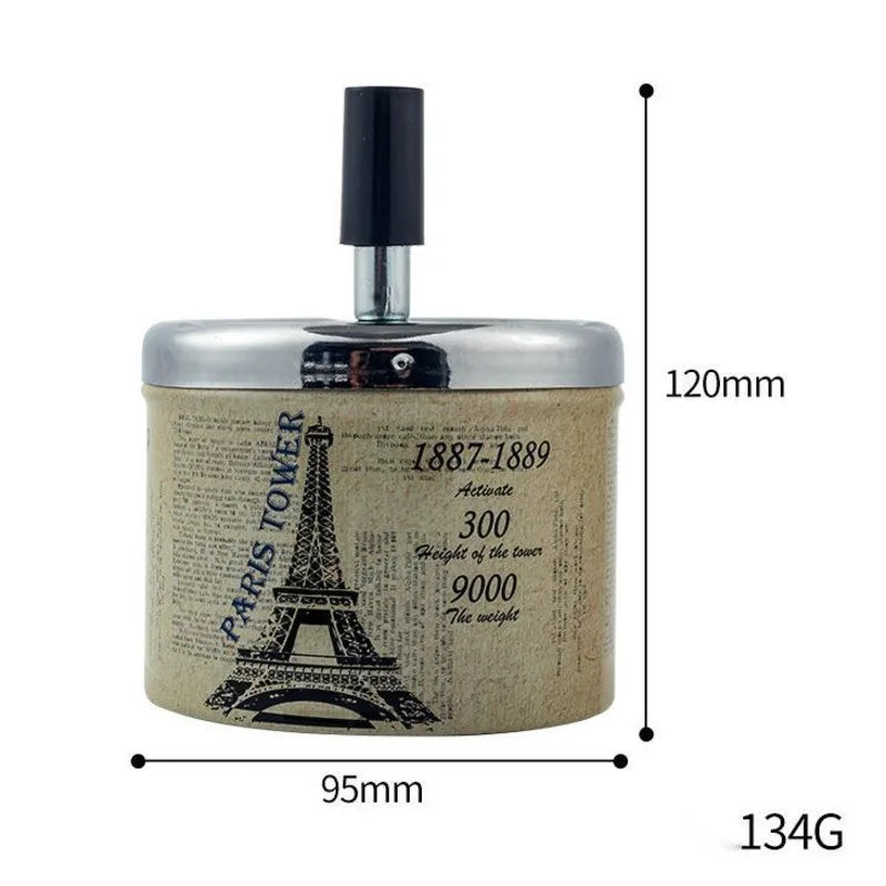 Push Down Ashtray with Spinning Lid Ash Tray Metal Cigarette Ash Tray Large Ashtray for Indoor and Outside Patio