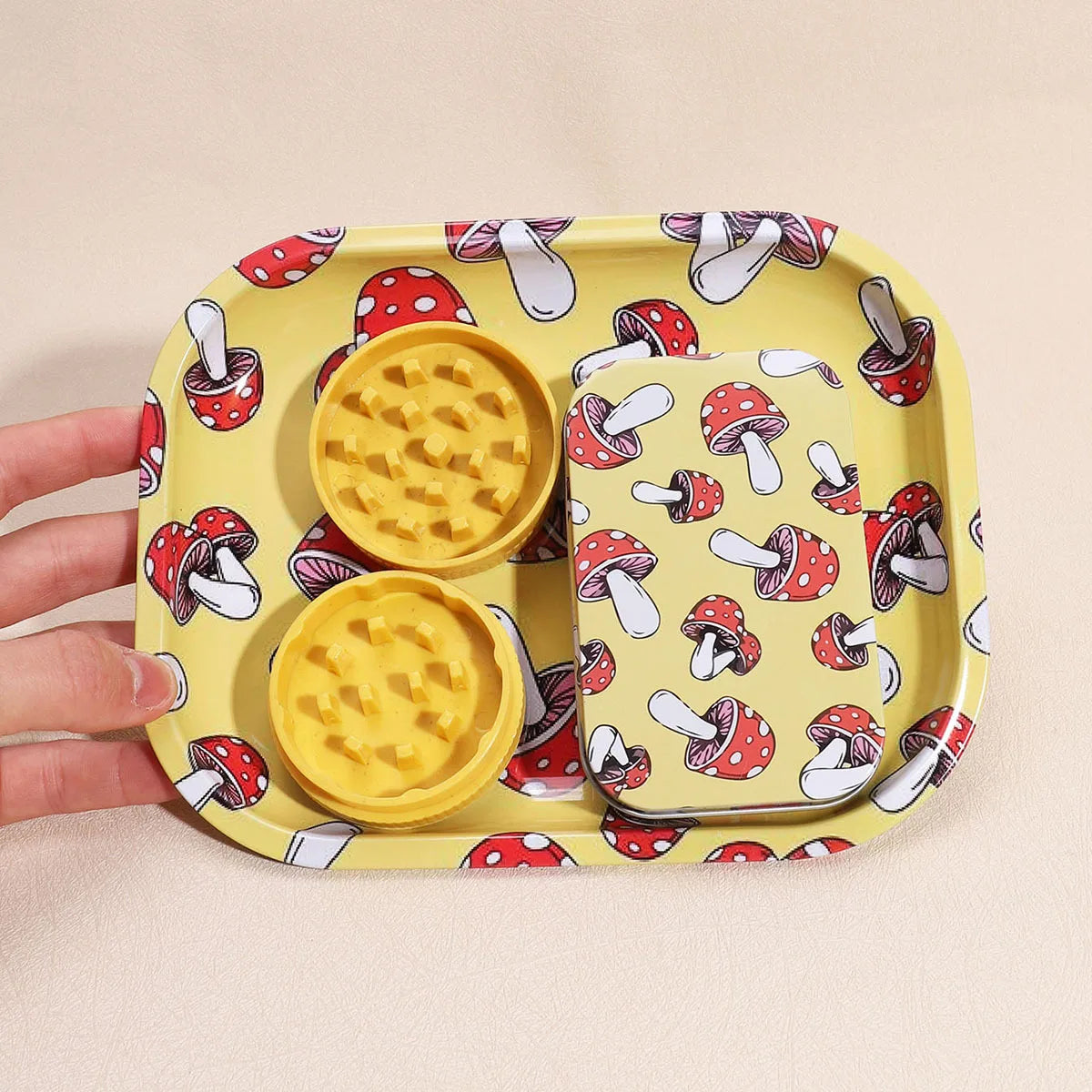 3set Smoking Set Rolling Tray and Double-Layer Grinder Tinplate Box Degradable Smoker Kit