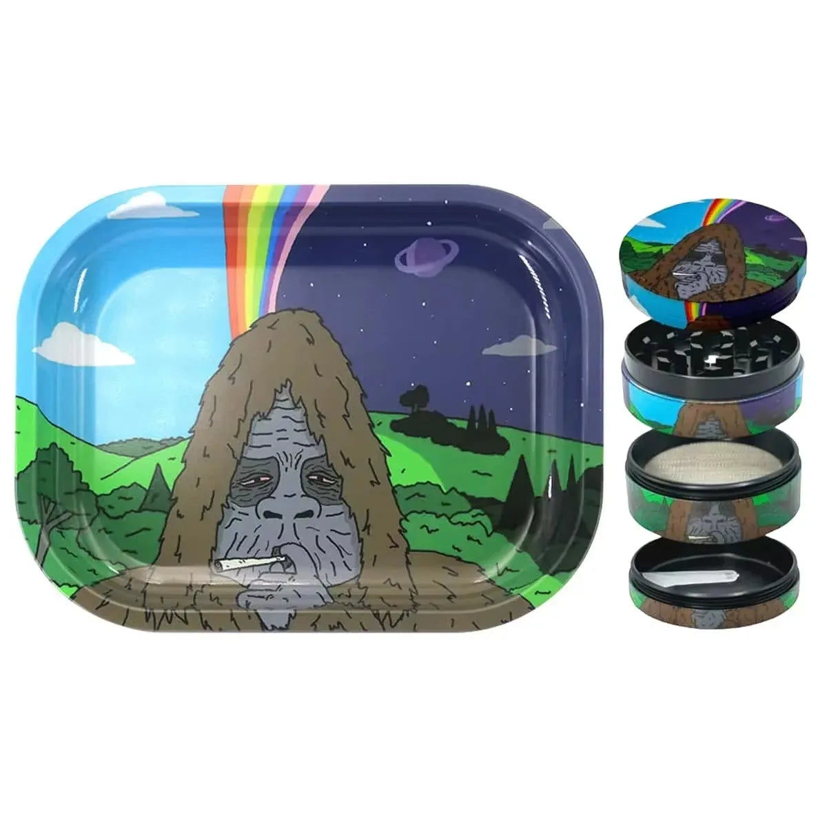 Grinder and Rolling Tray Kit Man Gift Two Pieces in One Tobacco Accessories