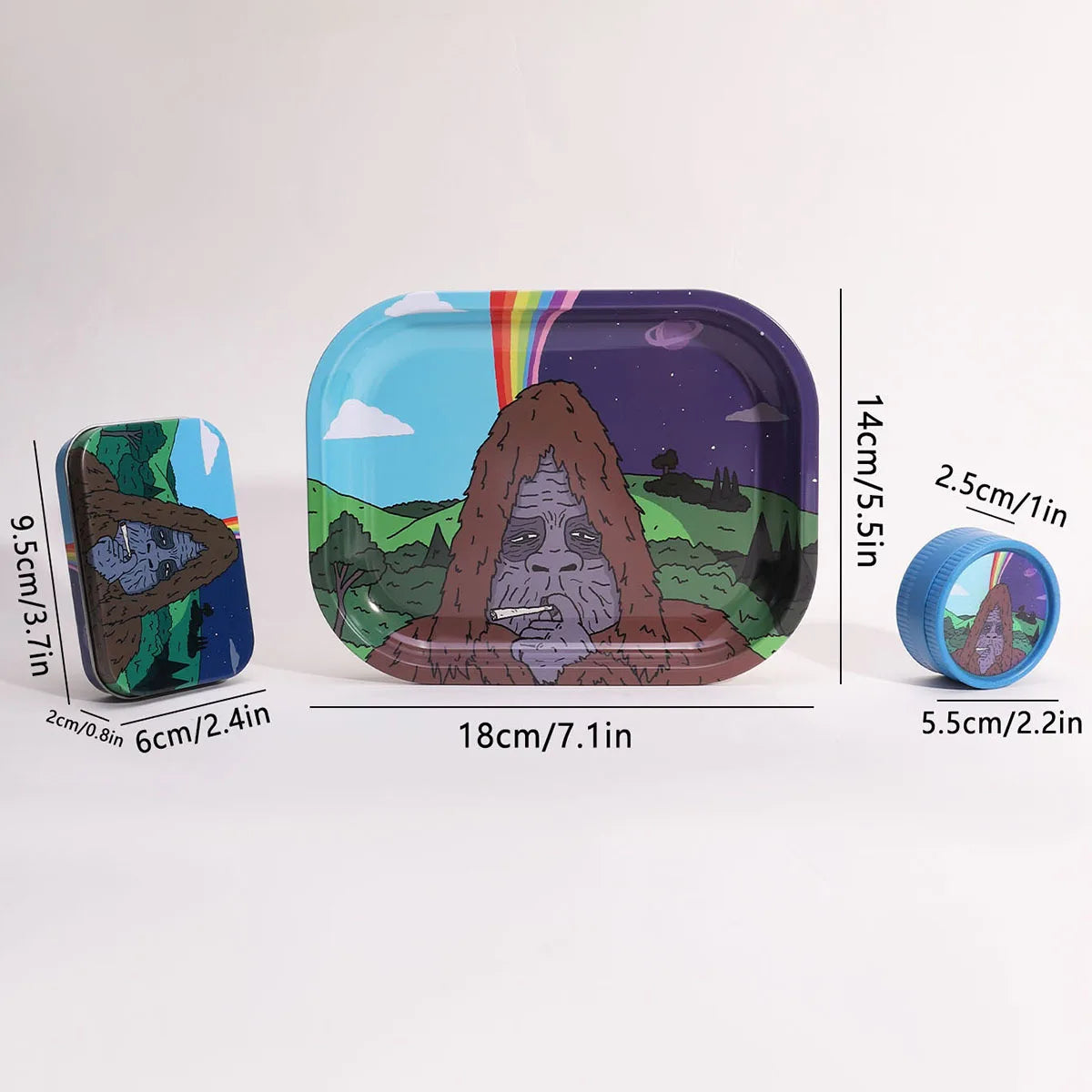 3set Smoking Set Rolling Tray and Double-Layer Grinder Tinplate Box Degradable Smoker Kit