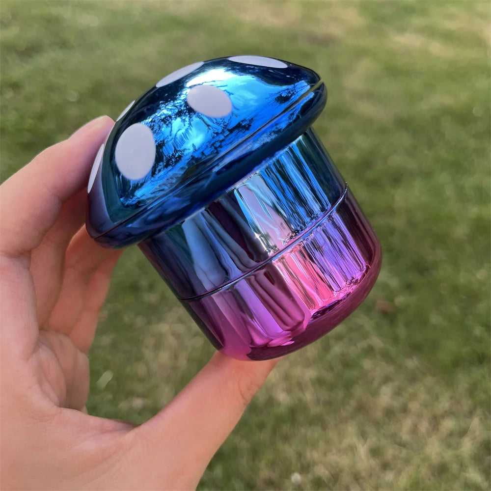 Portable Mushroom-Shaped 4-Layer Herb and Spice Grinder Metal Durable Construction, Manual Handheld Operation