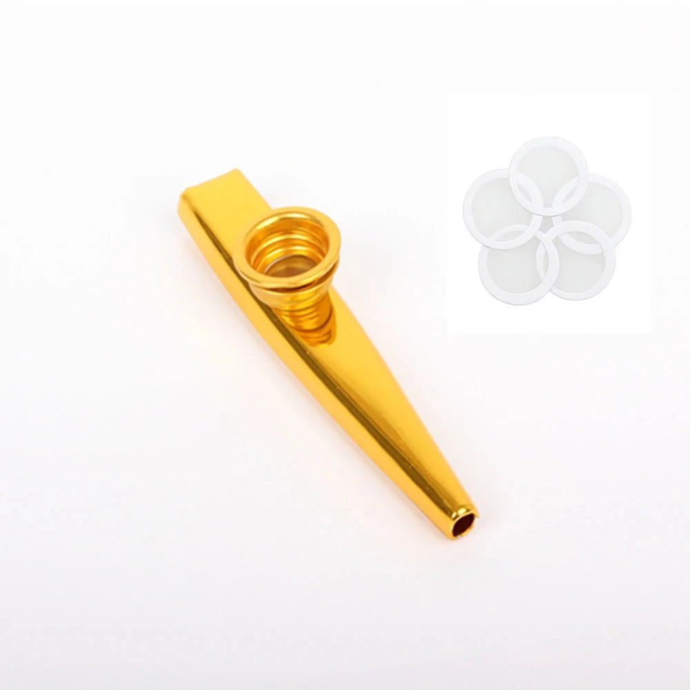 Kazoo Golden Aluminum Alloy with Membrane Flute Diaphragm Mouth Kazoos Musical Instruments