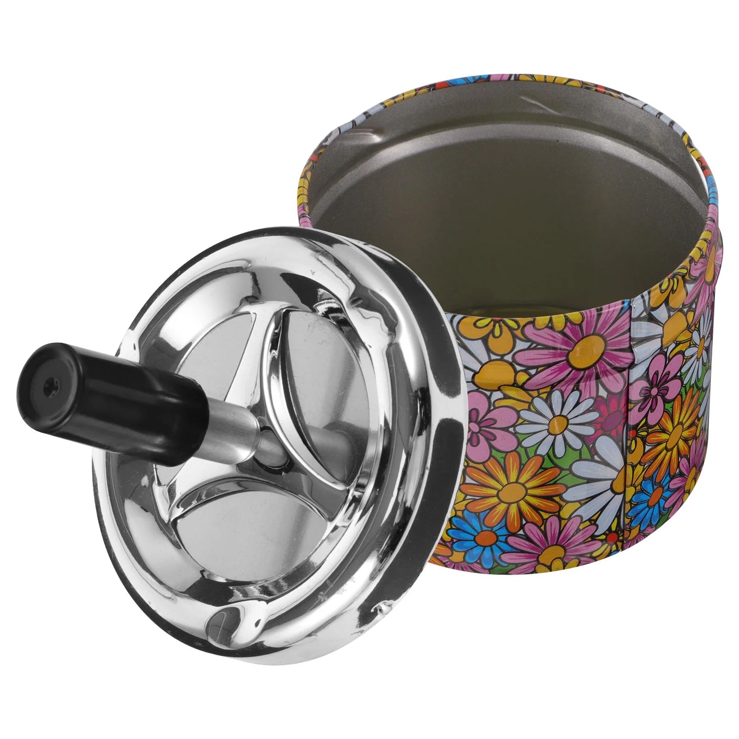 Swivel Lid Automatic Cigarette Extinguisher Metal Ashtray Waste Bin Small Desktop Tray Outdoor Container Indoor Holder Household