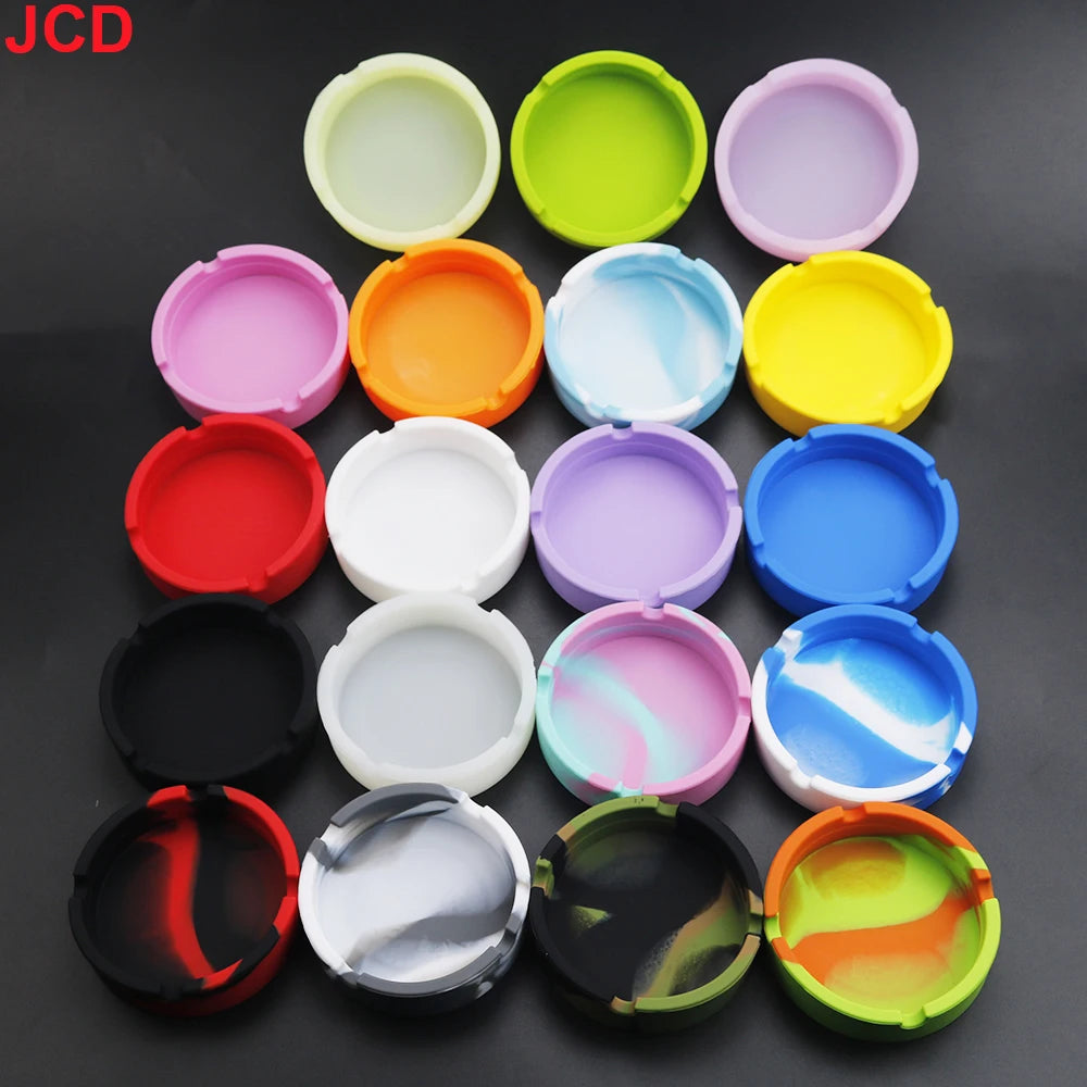 JCD 1pcs Colorful Circular Square Silicone Ashtray Light Fluorescent Smoke Convenient Cigarette Case Dropper Creative Ashtray 