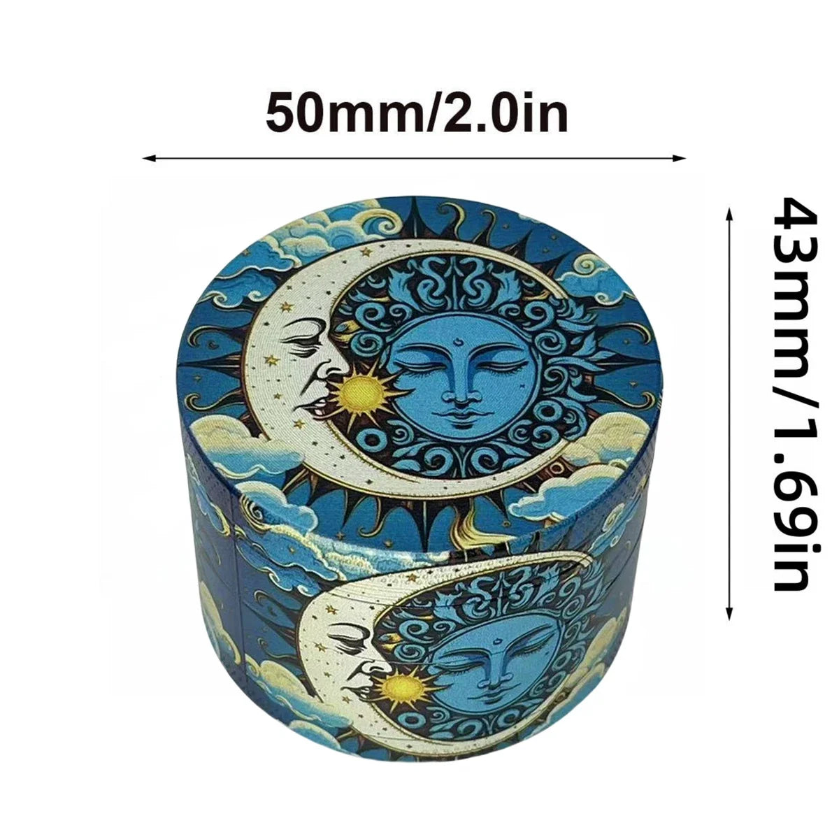 1.6/2inch Metal Sun Herb Grinder Boho Moon 4-Layers Salt Spice Mill Pepper Mortar Tobacco Grass Raw Grinder Smoking Accessories