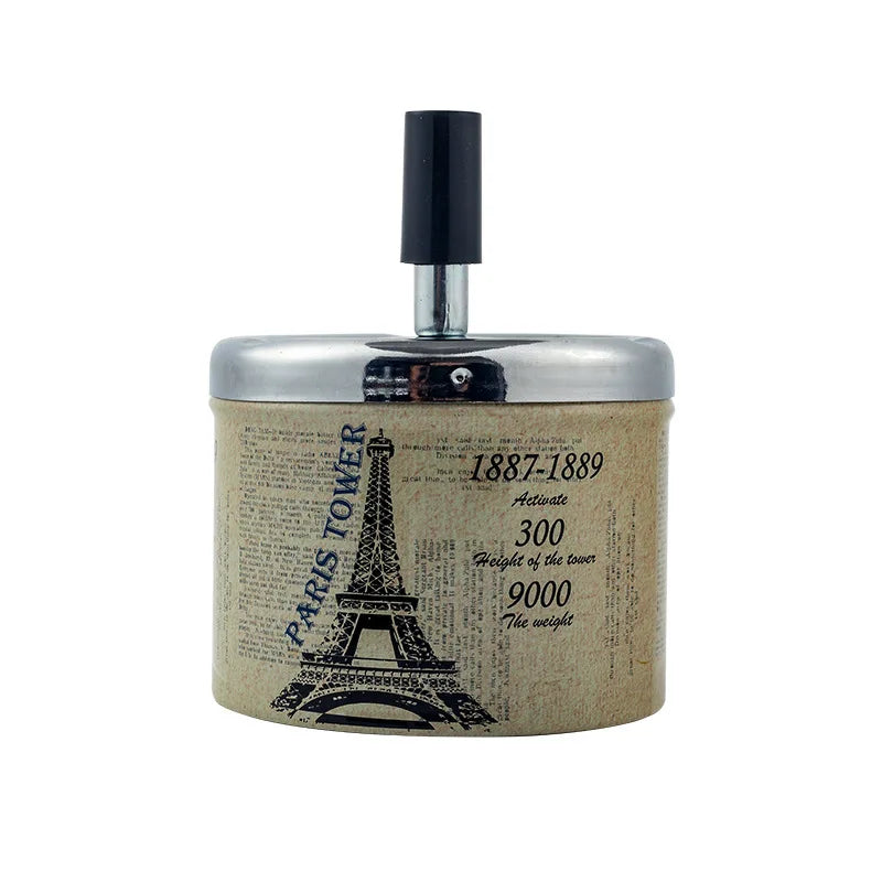 Push Down Ashtray with Spinning Lid Ash Tray Metal Cigarette Ash Tray Large Ashtray for Indoor and Outside Patio