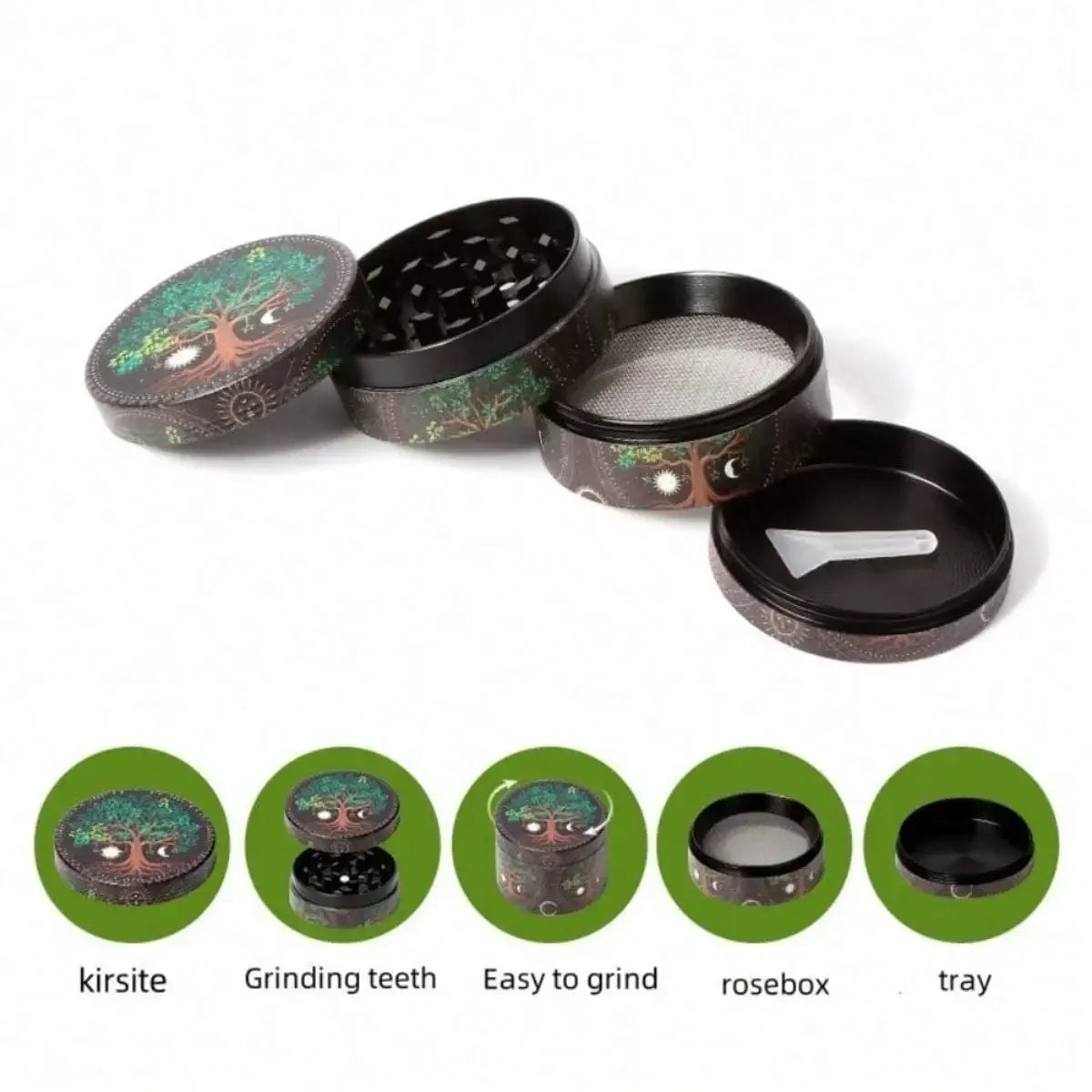 1.6/2inch Metal Sun Herb Grinder Boho Moon 4-Layers Salt Spice Mill Pepper Mortar Tobacco Grass Raw Grinder Smoking Accessories