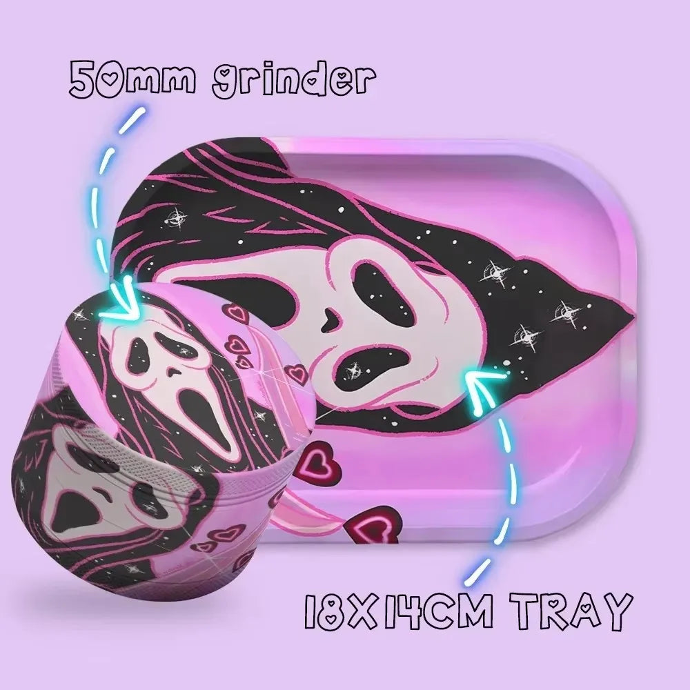 Grinder and Rolling Tray Kit Man Gift Two Pieces in One Tobacco Accessories