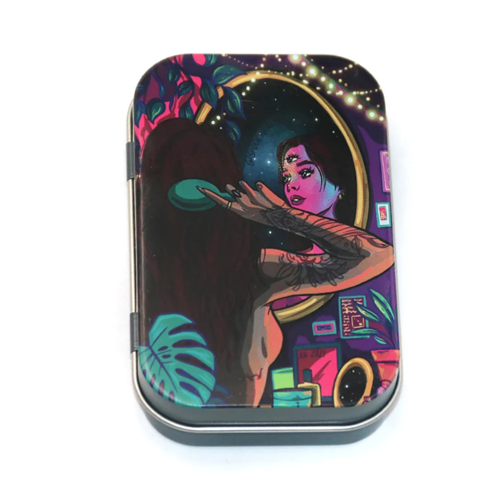 Tobacco Storage Box Humidor Rolling Paper Box Metal Cigarette Tinplate Case Jewelry Candy Coin Key Organizer Flip Gifts Sealed
